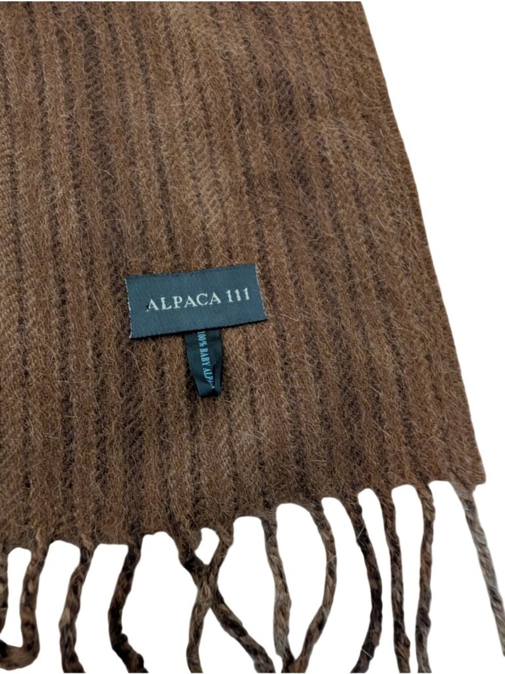 Alpaca 111 Brown Stripe Baby Alpaca Wool Striped Scarf With Fringe Luxurious & S - Picture 3 of 7